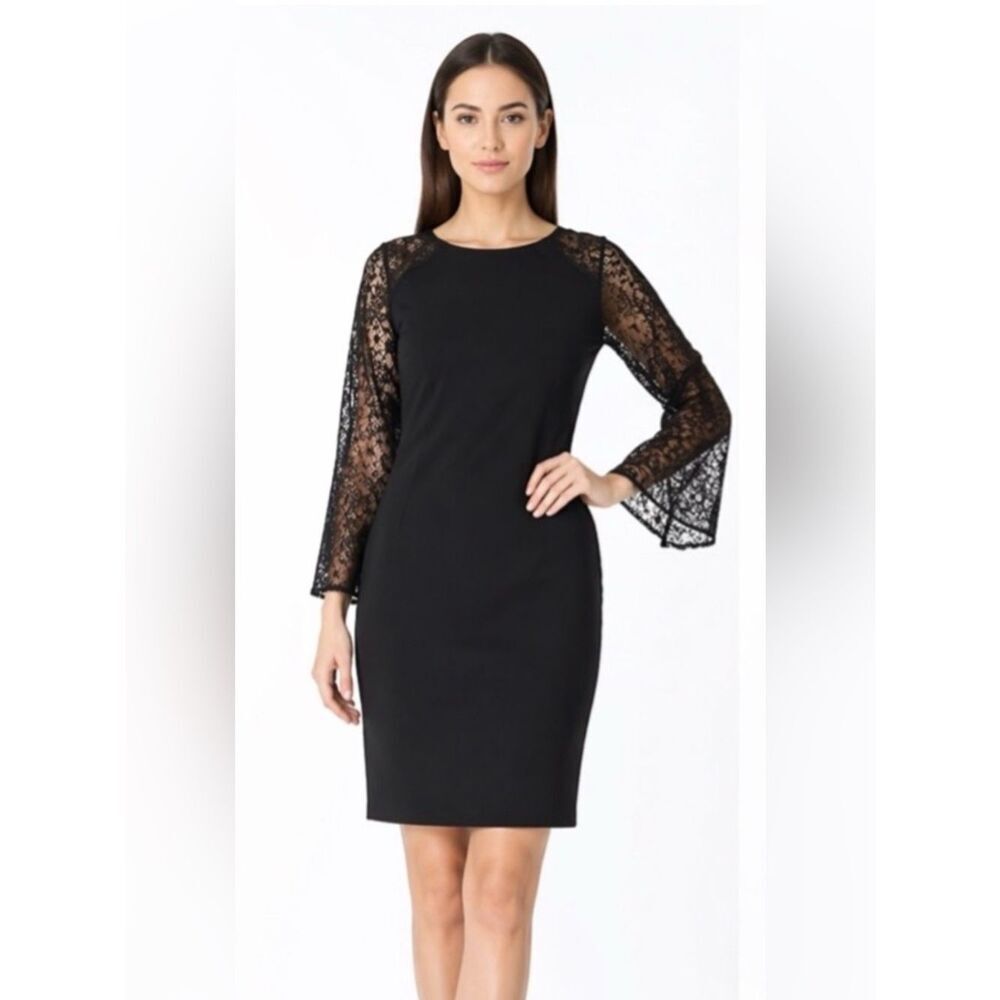 Elie Tahari Lace Sleeve Cocktail Dress
